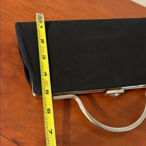 Vintage Black Silver hardware clutch purse - Picture 6 of 8